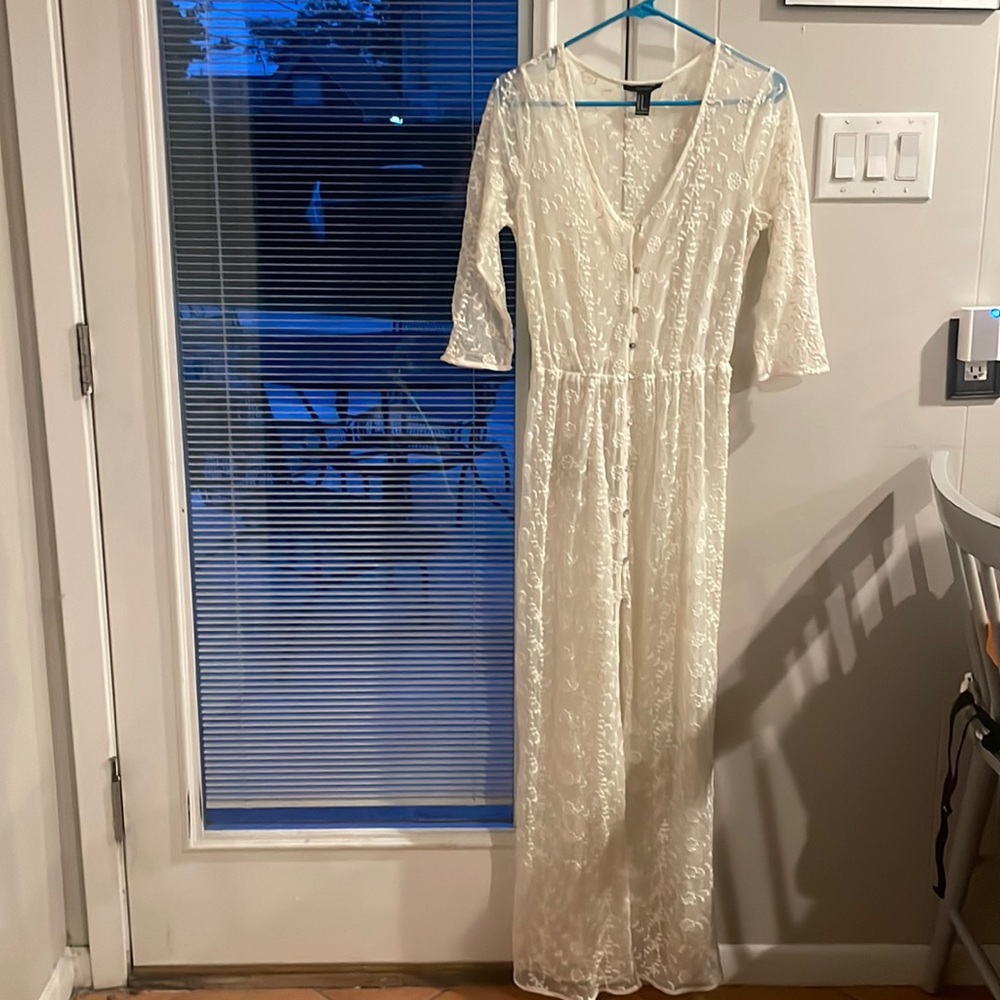 White Lace Sheer Maxi Dress